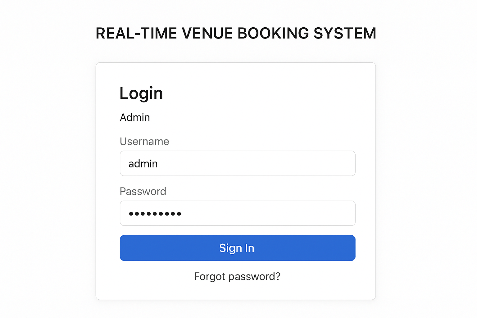  Real-Time Venue Booking Admin Login